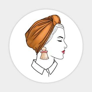 Beautiful girl in orange turban Magnet